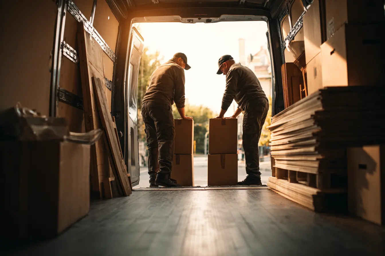 lpv_removals_banbury_removals_03 Movers packing boxes into a van in Banbury